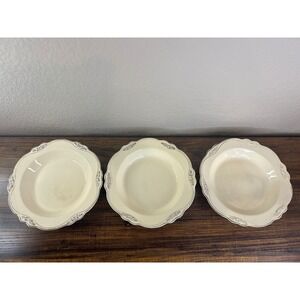 3 Homer Laughlin Virginia Rose Cream Soup‎ Bowls Scalloped Edge Floral Rim